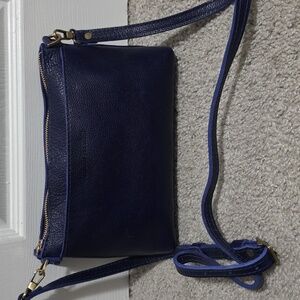 New Portland Leather Goods PLG Classic Poppy Crossbody Cobalt Blue